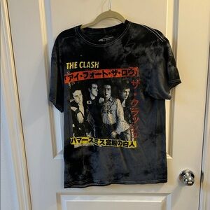The Clash Japanese grey and black tye dyed shirt